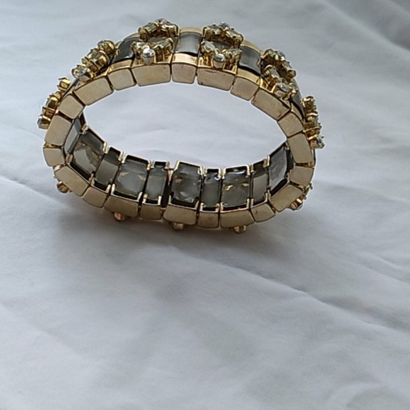 Stretch bracelet gold and smoke glass - Picture 2 of 5